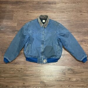 Vintage Carhartt J14 BLU Santa Fe Blue Jacket Size Large Full Zip Quilted RARE
